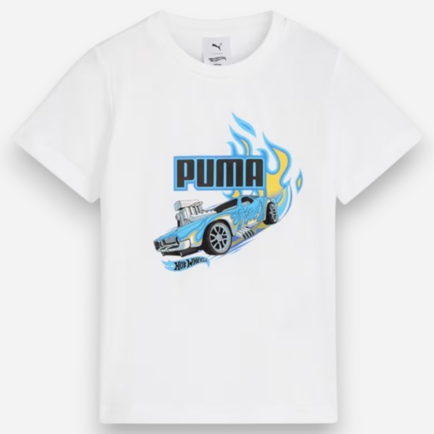 Дитяча футболка для хлопчика Puma x Hot Wheels Graphic Tee 63006902 104 см Біла (4067983567940) - зображення 1