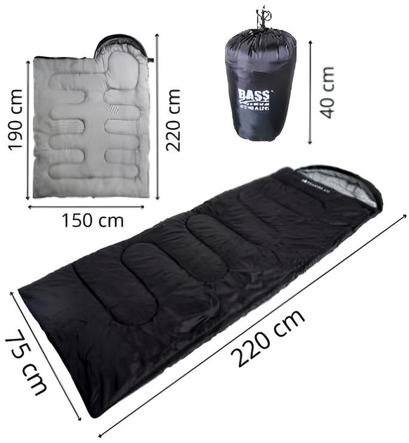 Śpiwór Bass Polska 2 w 1 BH 41990 Black (5902067628959) - obraz 4