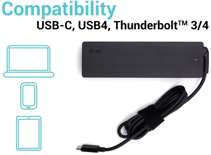 Zasilacz do laptopa i-Tec Universal Charger 20V 5A 100W USB-C PD 3.0 (CHARGER-C100W) - obraz 4