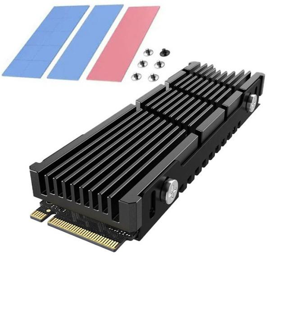 Радиатор охлаждения SSD M.2 2280 + термопрокладки FinalCool Glacier M2Pro Black - изображение 1