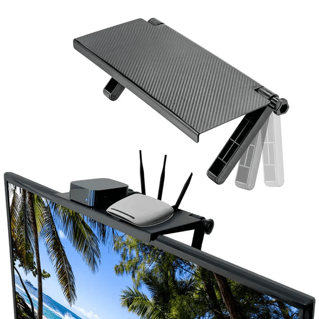 Держатель подставка на телевизор Screen Top Shelf 33x16x2,5 см / Регулируемая полка для телевизора - Фото 2 Держатель подставка на телевизор Screen Top Shelf 33x16x2,5 см / Регулируемая полка для телевизора - изображение 2