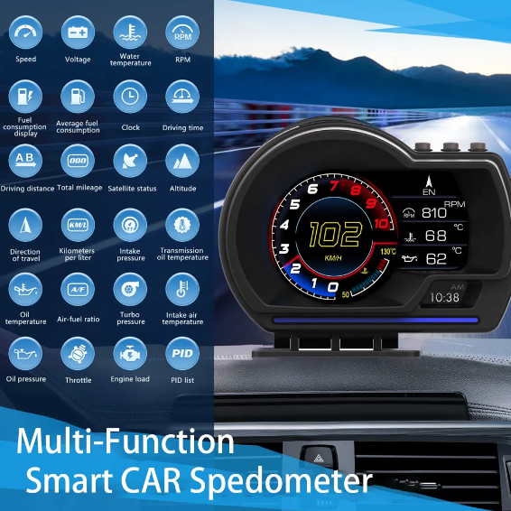 Бортовий комп'ютер HUD P6, GPS-спідометр, OBD2 - зображення 5