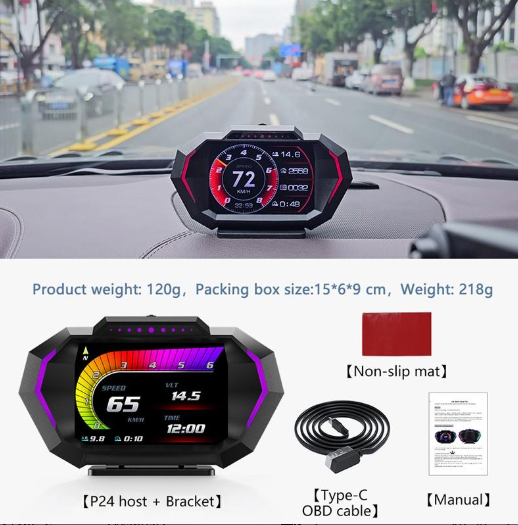 Бортовий комп'ютер HUD P24 GPS-спідометр, OBD2 - зображення 8