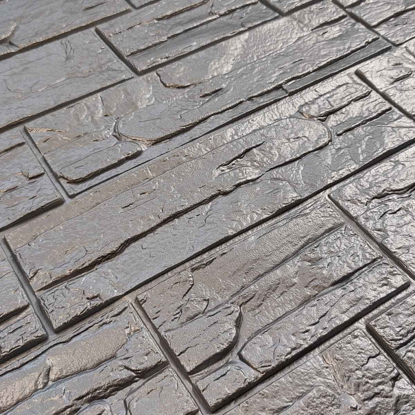 Самоклеющаяся 3D панель Рваный кирпич Серебро, 77х70см*5 мм - изображение 2
