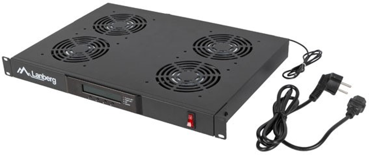 Moduł wentylatora Lanberg 19" with LCD 4 Fans + Thermostat 230V Black (AK-1503-B) - obraz 4