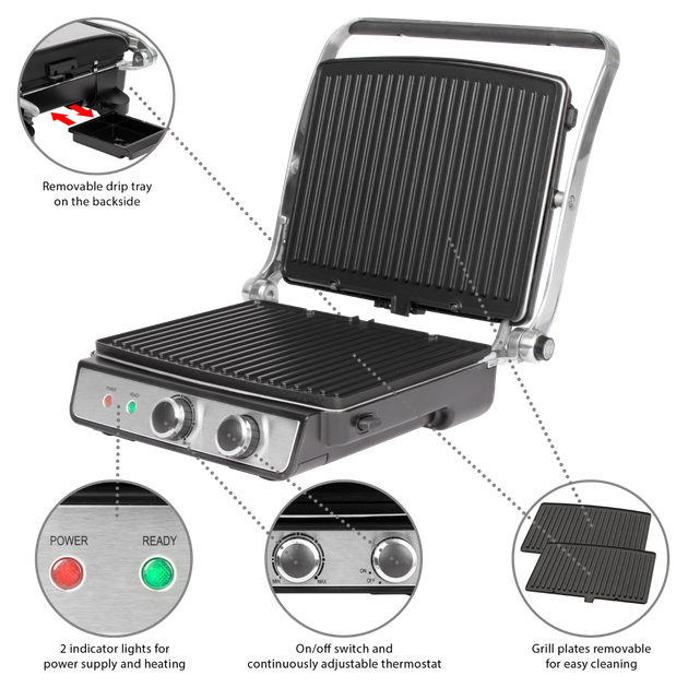 Контактний гриль ProfiCook PC-KG 1029 нержавіюча сталь/чорний - зображення 3