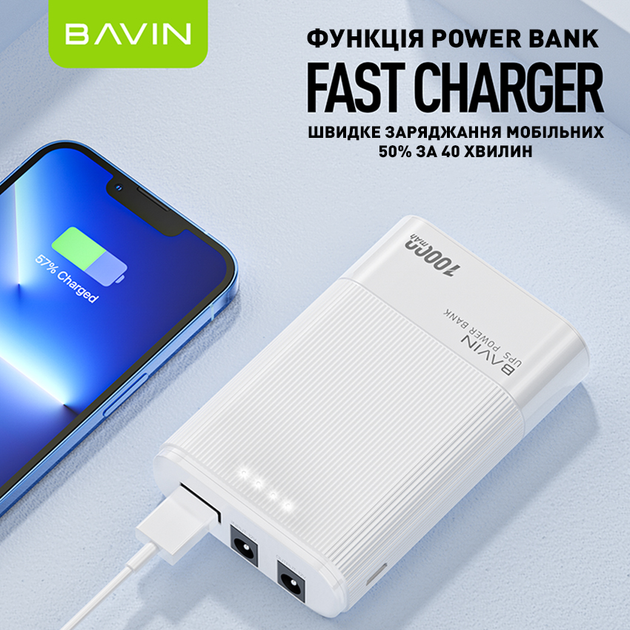 ИБП для маршрутизатора Bavin PC037 PRO 10000mAh-37WH 12V White (Y-PC037-PRO-WH) ($LZ938528) - Уценка - изображение 5