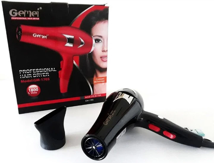 Професійний фен для сушіння та укладання волосся Gemei GM-1705 Pro 1500 Вт Чорний - зображення 3