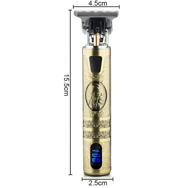 Аккумуляторный триммер для стрижки волос и бороды с USB и LED-дисплеем RAF R-433 Pro Золотистый + Масло - Фото 6 Аккумуляторный триммер для стрижки волос и бороды с USB и LED-дисплеем RAF R-433 Pro Золотистый + Масло - изображение 6