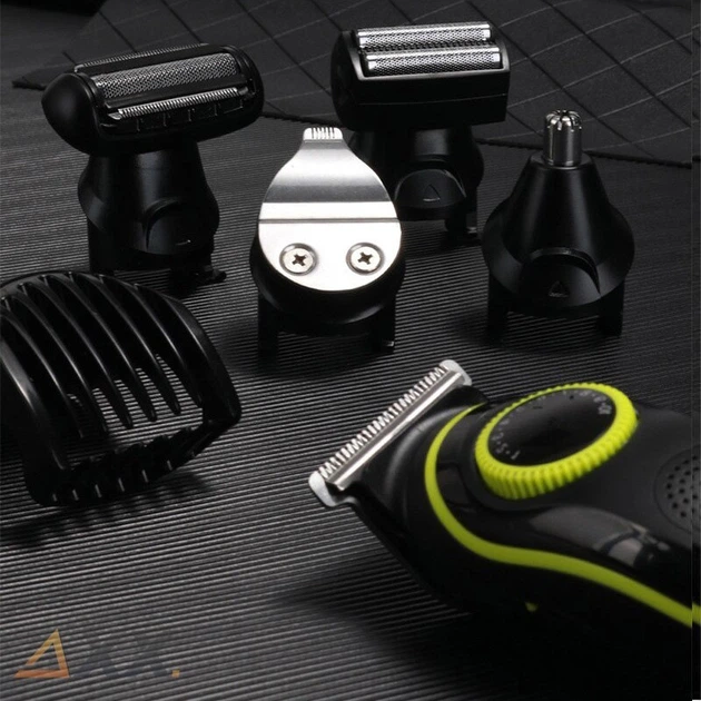Акумуляторний триммер для стрижки волосся та бороди 5в1 з USB та LED-дисплеєм Kemei KM-696 Чорний + Щітка для очищення - зображення 6