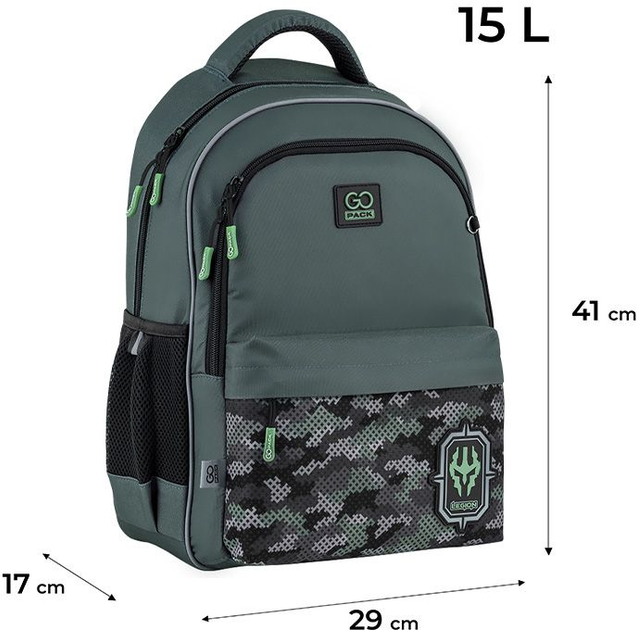 Рюкзак шкільний GoPack Education Legion 41x29x17 см 15 л Хакі (GO25-182M-5) - зображення 2