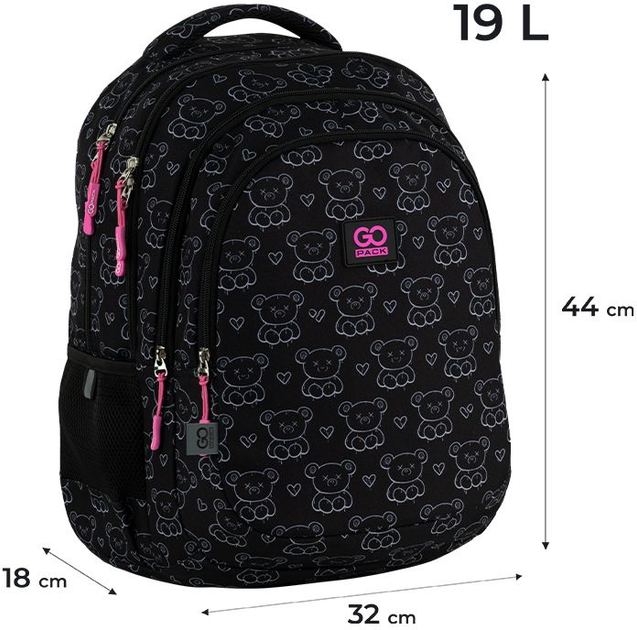 Рюкзак шкільний GoPack Teens 44x32x18 см 19 л Чорний (GO25-162L-2) - зображення 2