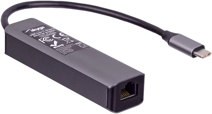 USB хаб Akyga AK-AD-66 USB - C - USB 3.0 3-port + Ethernet Black - зображення 4