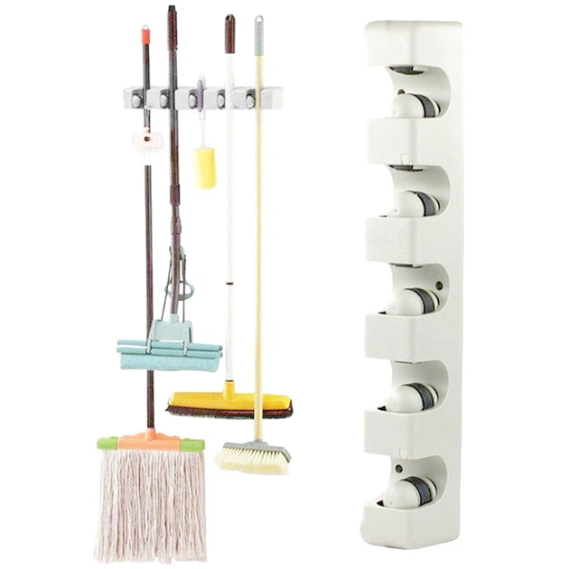 Тримач для швабри та щіток - органайзер багатофункціональний Broom holder сірого кольору - зображення 3