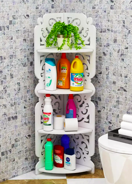 Стелаж кутовий у ванну кімнату (80×20×20см) / Кутова поличка / Підлогова кутова стійка (L) - изображение 2