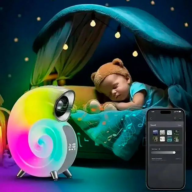 Настільна колонка - нічник (8 режимів), USB, Bluetooth / Смарт-лампа Conch Music Light (L) - зображення 3