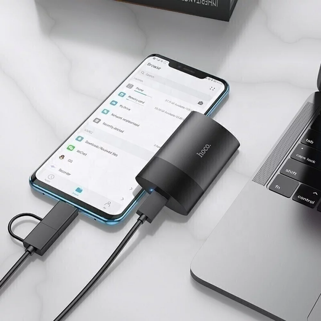 Зовнішній SSD диск Hoco UD12, Type C, OTG, 128GB, Black - зображення 5