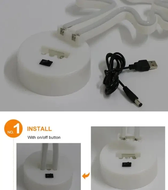Неоновий світлодіодний нічник для інтер'єру Decoration Lamp Привид USB/3хАА Привид 32см | Настільне світло - изображение 3