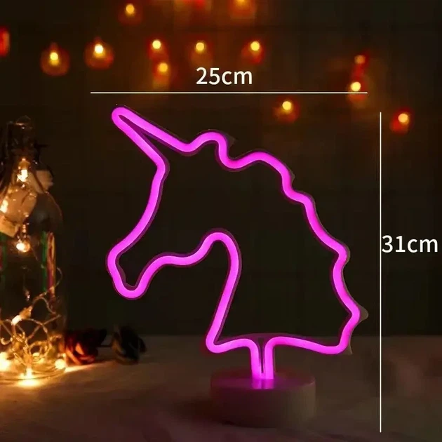 Неоновий світлодіодний нічник для інтер'єру єдиноріг Decoration Lamp USB/3хАА Теплий рожевий | Настільне світло - Фото 11 Неоновий світлодіодний нічник для інтер'єру єдиноріг Decoration Lamp USB/3хАА Теплий рожевий | Настільне світло - зображення 11