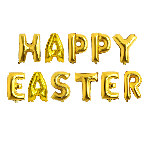 Фольговані Надувні Кульки Happy Easter Золото - Фото 1 Фольговані Надувні Кульки Happy Easter Золото - зображення 1