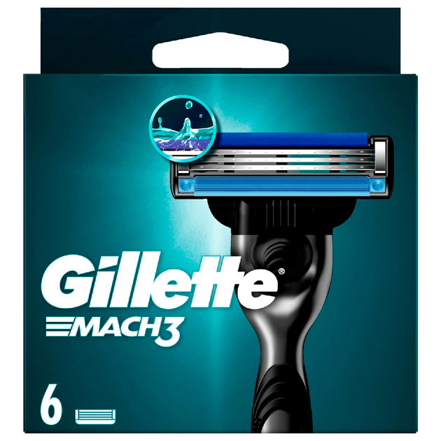Сменные кассеты (лезвия) для бритья Gillette Mach3 6 шт в упаковке (1506803) - Фото 1 Сменные кассеты (лезвия) для бритья Gillette Mach3 6 шт в упаковке (1506803) - изображение 1