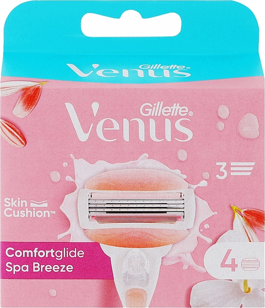 Сменные кассеты (лезвия) для бритья женские Gillette Venus ComfortGlide Spa Breeze 4 шт в упаковке (2415981) - Фото 1 Сменные кассеты (лезвия) для бритья женские Gillette Venus ComfortGlide Spa Breeze 4 шт в упаковке (2415981) - изображение 1