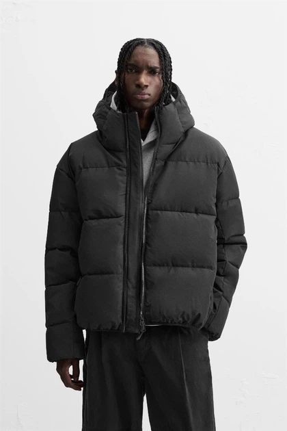 Тепла дута куртка Zara XL чорний 6985/322/800 – Брендовая одежда