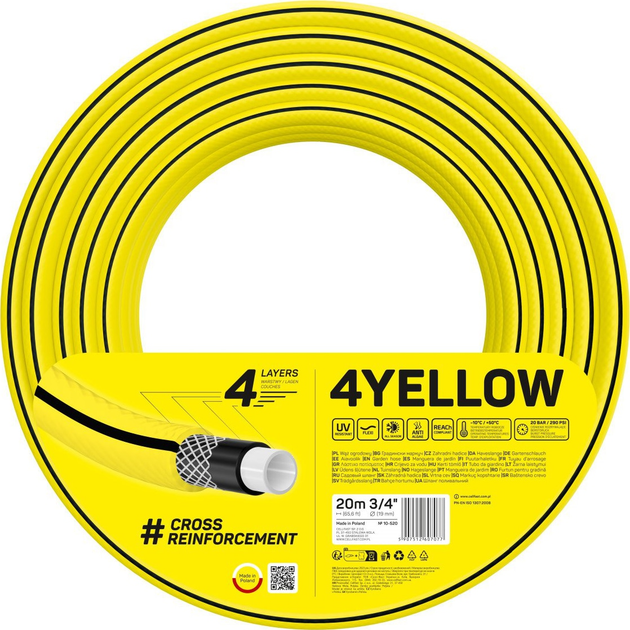 Шланг садовий Cellfast 4Yellow 3/4" 20 м (10-520) - зображення 1