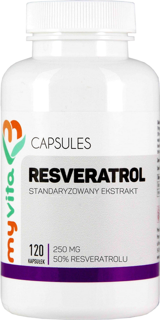 Suplement diety MyVita Resveratrol standaryzowany ekstrakt 250 mg 120 kapsułek (5906395684755) - obraz 1