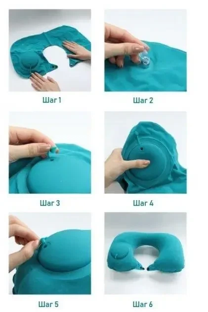 Дорожная надувная подушка-подголовник на шею TRAVEL NECK PILLOW - изображение 5