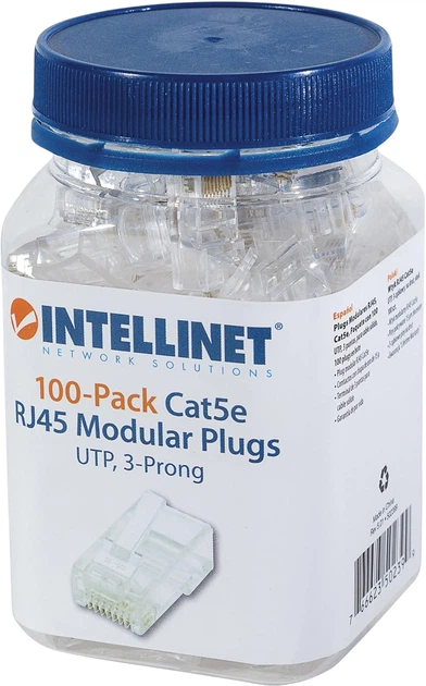 Złącze Intellinet RJ-45 Cat5e UTP 100 szt Transparent (766623502399) - obraz 2