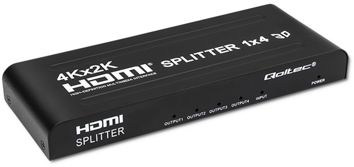 Rozdzielacz Qoltec Splitter 4 x HDMI 4K x 2K aktywny (5901878517988) - obraz 1