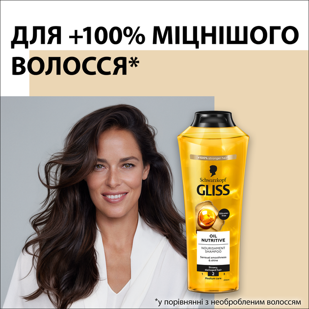 Шампунь Gliss Kur Oil Nutritive для сухого, пошкодженого волосся з січеними кінчиками, 400 мл - зображення 2