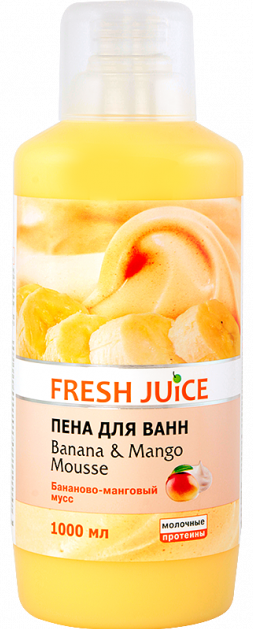 Пена для ванн Fresh Juice Banana & Mango mousse, 1 л - Фото 1 Пена для ванн Fresh Juice Banana & Mango mousse, 1 л - изображение 1