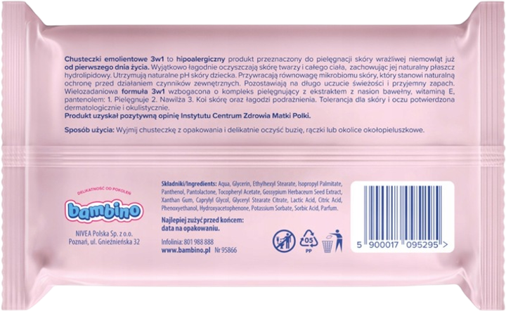 Chusteczki nawilżane Bambino 3 w 1 4 x 57 szt (ZES5900017095332) - obraz 3