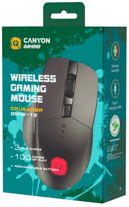 Миша Canyon Crusader GMW-13 RGB Wireless Black (CND-SGMW13) - зображення 6