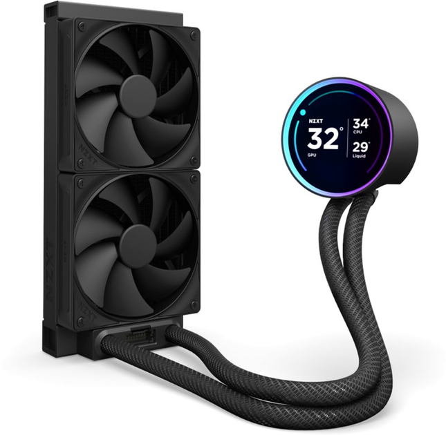 Chłodzenie cieczą NZXT Kraken Elite 240 mm AIO liquid cooler, Display, Radiator Fans Black (RL-KN24E-B2) - obraz 2