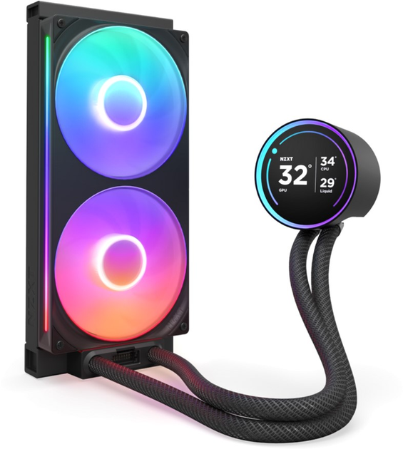 Система рідинного охолодження NZXT Kraken Elite RGB 280 мм AIO liquid cooler w/Display, RGB, Fans Black (RL-KR28E-B2) - зображення 2