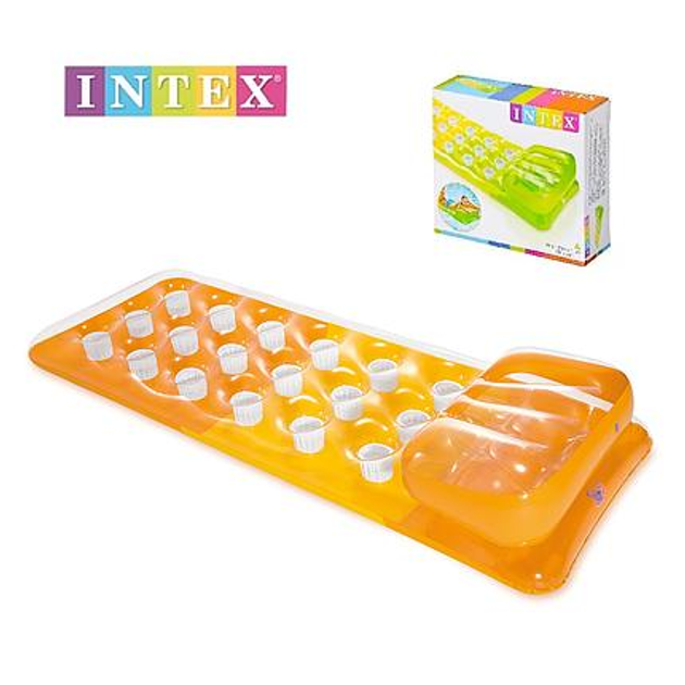Матрас для плавания Intex Цветные стаканчики с подушкой 188х71 см оранжевый 58890 - Фото 3 Матрас для плавания Intex Цветные стаканчики с подушкой 188х71 см оранжевый 58890 - изображение 3