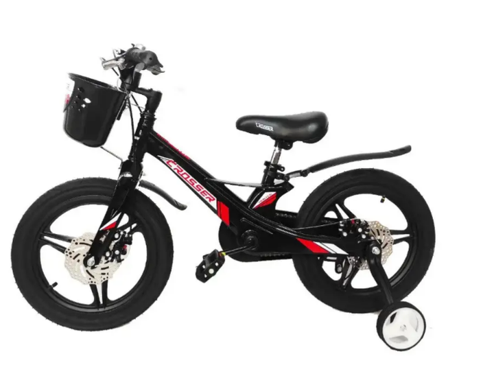 Детский велосипед Crosser Hunter Premium 16″ черный с дисковыми механическими тормозами 1 скоростью магниевой рамой надувными колесами и максимальным весом до 60 кг - изображение 2