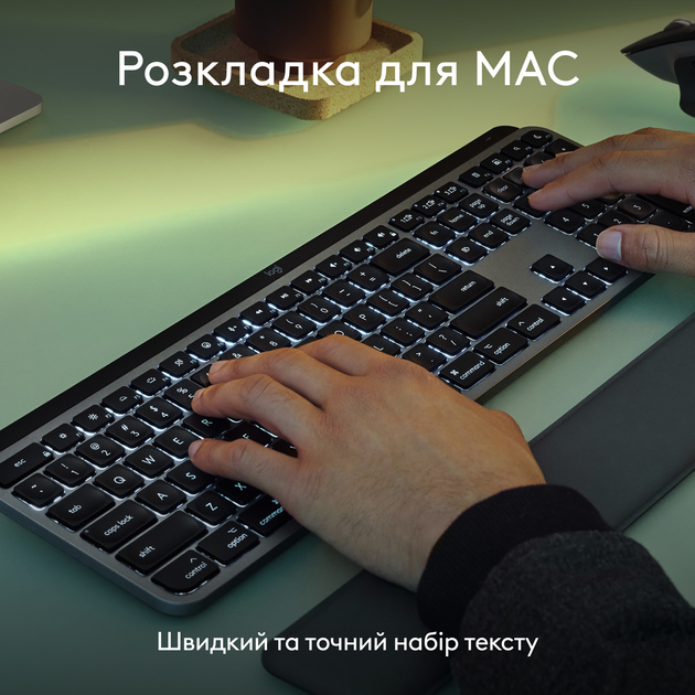 Клавіатура бездротова Logitech MX Keys S для MAC Wireless Pale Grey (920-011638) - зображення 2