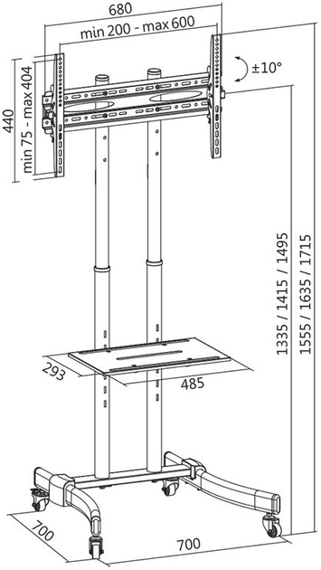 Stojak podłogowy Logilink 37 - 70" BP0026 (4052792042733) - obraz 2