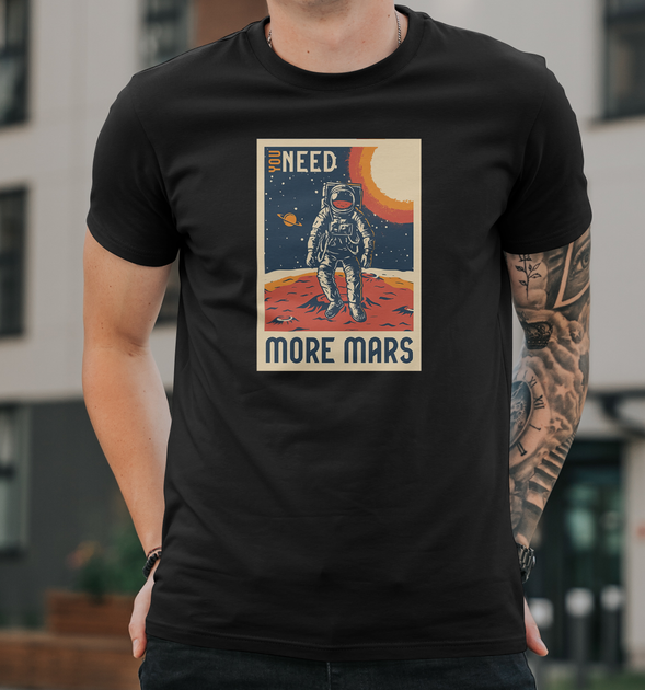 Чоловіча футболка B&C Collection з принтом Марс You need more MarS, S Біла - зображення 3