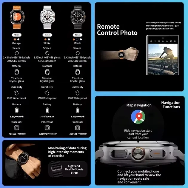 Смарт часы XO Watch Ultra AMOLED с поддержкой звонков Silver - Фото 5 Смарт часы XO Watch Ultra AMOLED с поддержкой звонков Silver - изображение 5