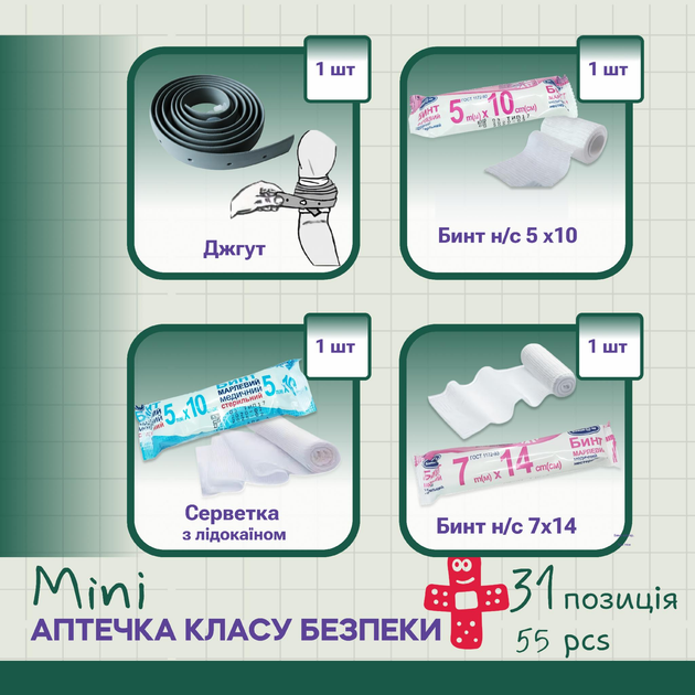 Аптечка класу безпеки міні (31 предмет 55 шт) - зображення 2