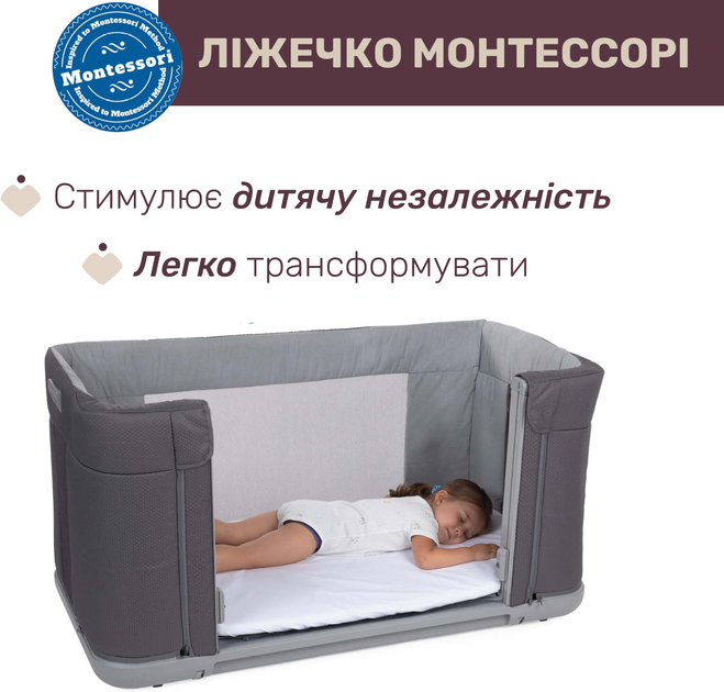 Ліжечко 3 в 1 Chicco Next2Me Forever Темно-сіре (79650.77) - зображення 7