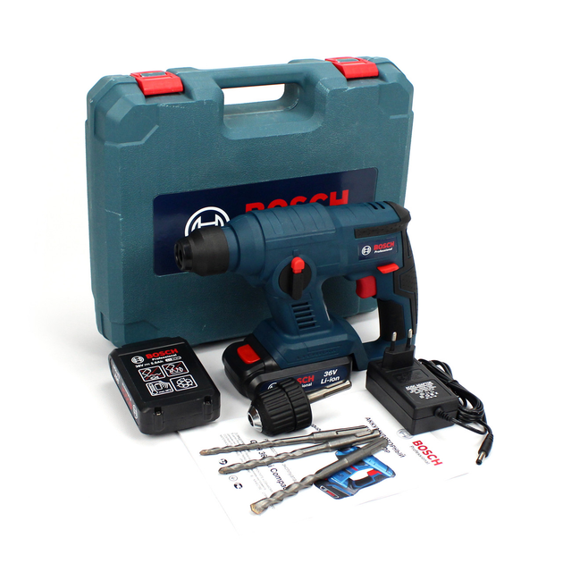 Акумуляторний перфоратор BOSCH GBH 36V-Li Compact 36V, 5AH, 1,8 Дж, 2 Li-Ion АКБ, зарядний пристрій (П01-002) - зображення 6