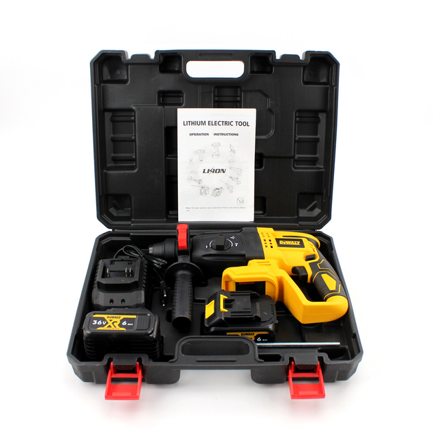 Акумуляторний безщітковий перфоратор DeWalt DCH133NT 36V, 6AH, 1,8 Дж, 2 Li-Ion АКБ, зарядний пристрій (П01-011) - зображення 9