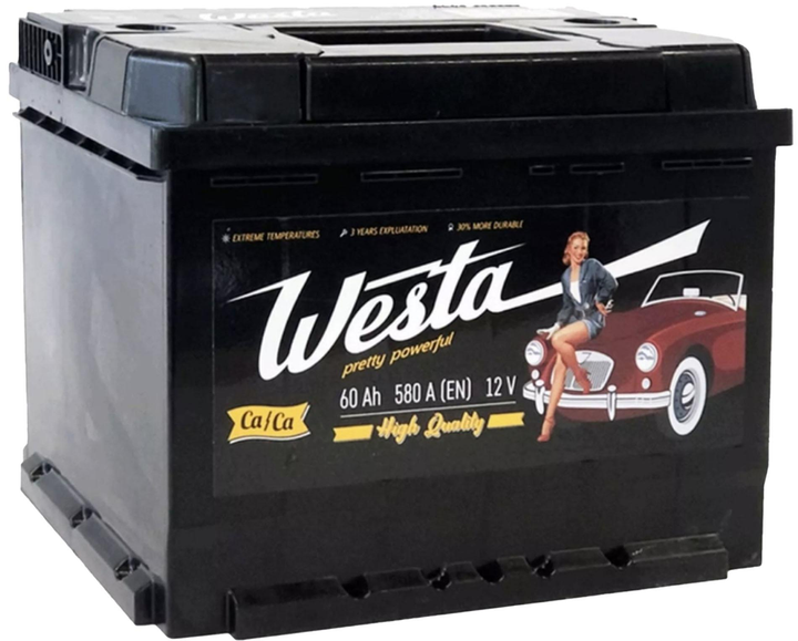 Автомобильный аккумулятор WESTA 60 Ah / 580 A Pretty Powerful R правый плюс (242x175x175) WPP600 - изображение 1