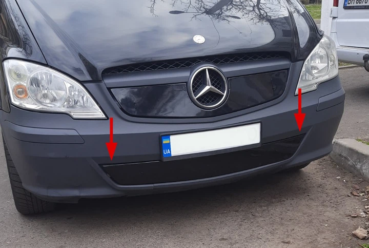 Зимняя накладка на бампер (2010-2015) Глянцевый для Mercedes Vito W639 - Фото 2 Зимняя накладка на бампер (2010-2015) Глянцевый для Mercedes Vito W639 - изображение 2